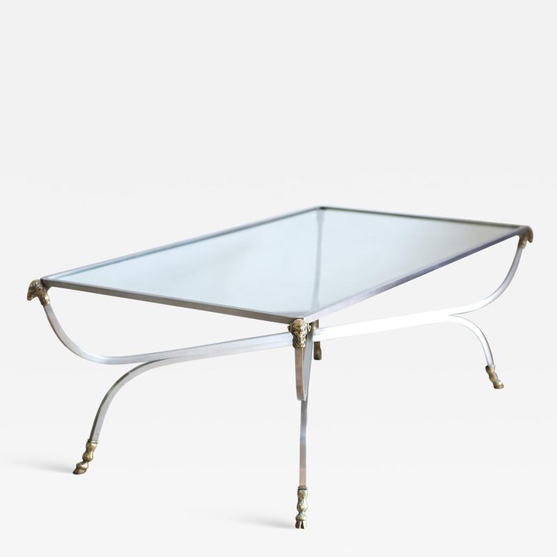 Italian Modern Steel and Brass Coffee Table
