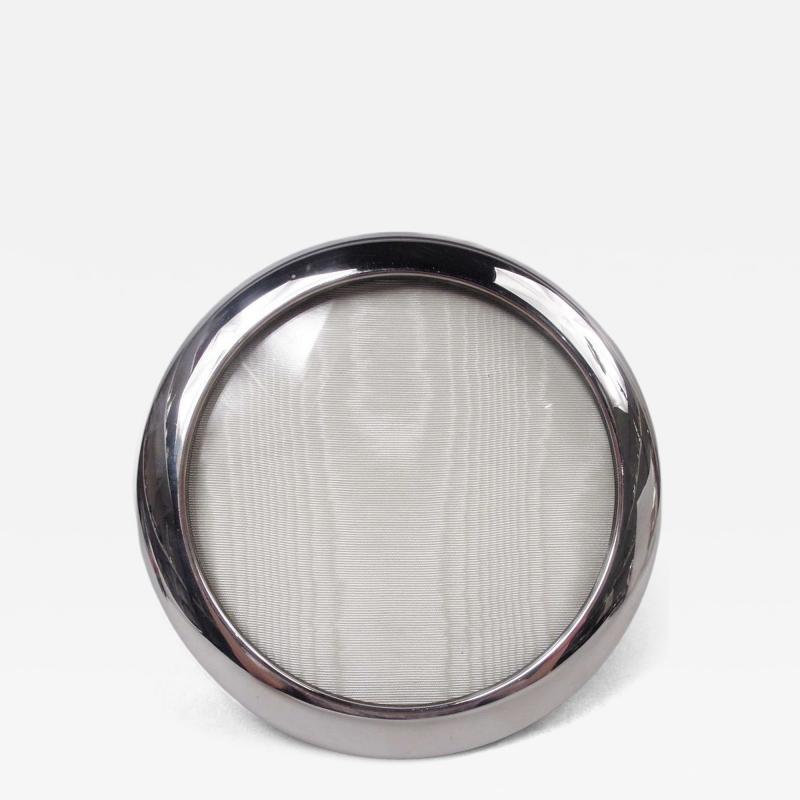 Italian Modern Sterling Silver Round Picture Frame