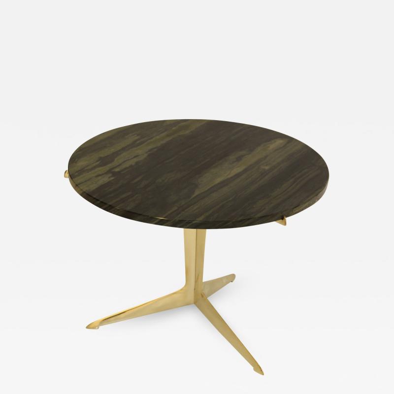 Italian Modernist Brass And Marble Side Table