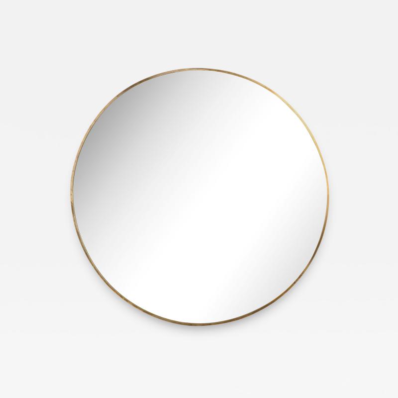 Italian Modernist Brass Circular Wall Mirror Italy circa 1950