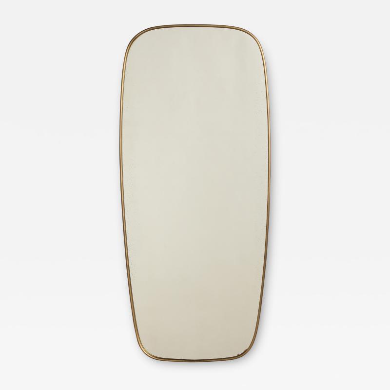 Italian Modernist Brass Framed Wall Mirror circa 1950