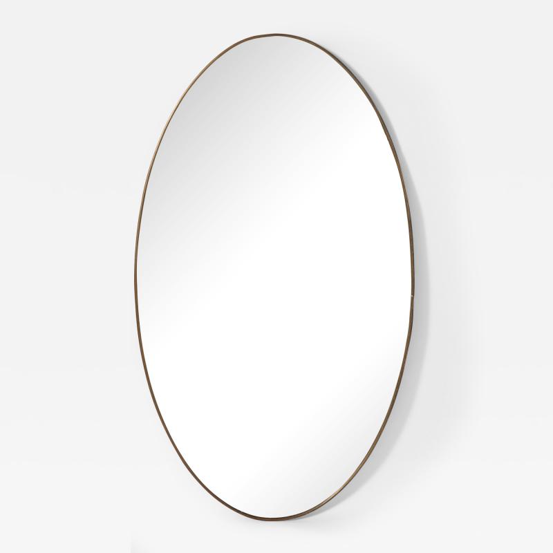 Italian Modernist Brass Oval Grand Scale Wall Mirror Italy circa 1950