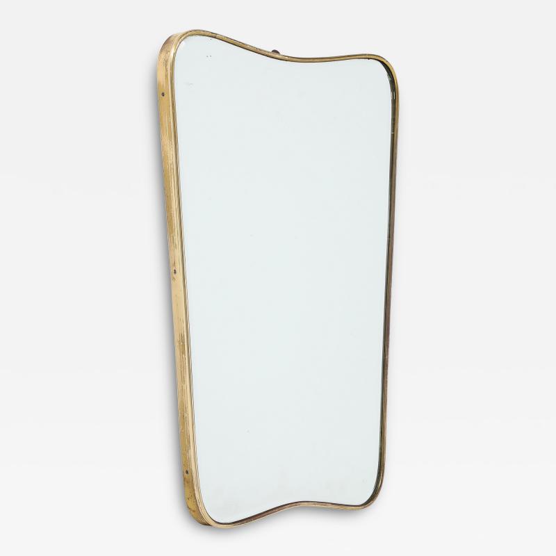 Italian Modernist Brass Shaped Wall Mirror circa 1950