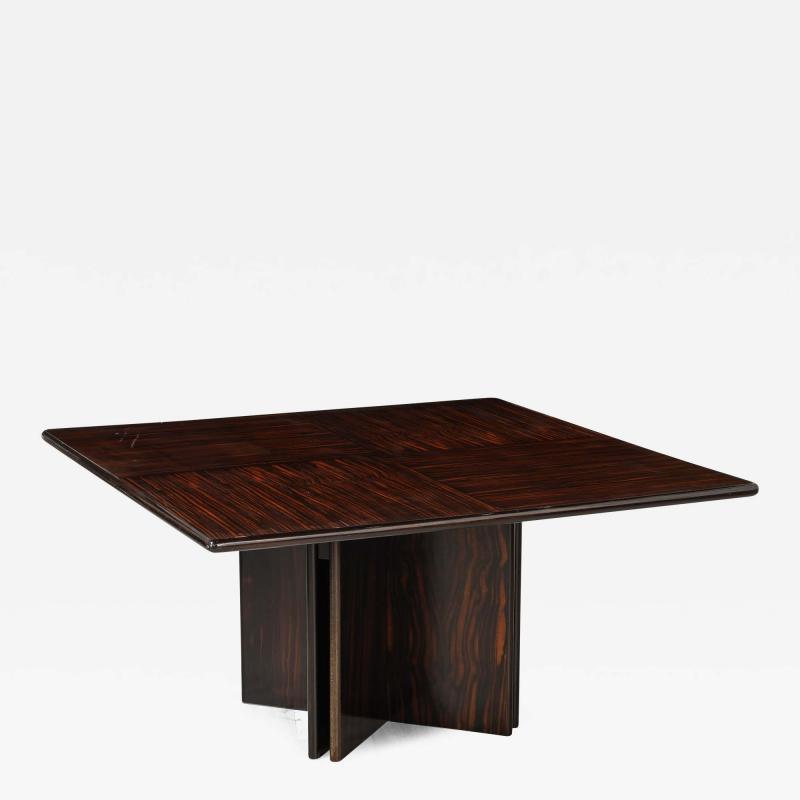 Italian Modernist Macassar Ebony Square Dining Table Italy circa 1960