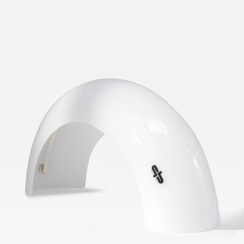 Italian Modernist Milk Glass Arched Table Lamp by Linea Gb Milano