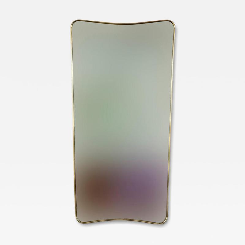 Italian Modernist Tapered Shield Shape Brass Mirror