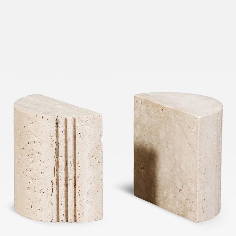 Italian Modernist Travertine Bookends by Fratelli Mannelli for Marble Art