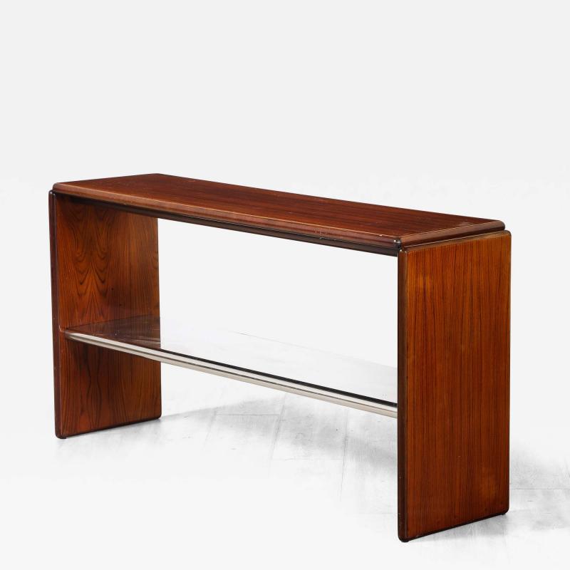 Italian Modernist Wood and Chrome Console Table Italy circa 1960