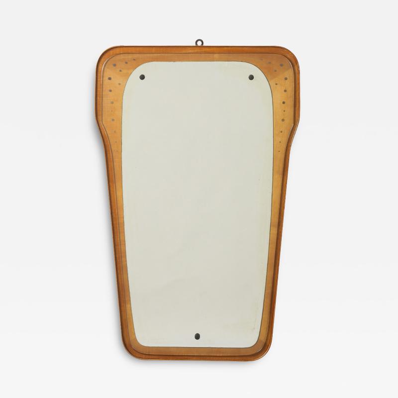 Italian Modernist Wood and Glass Mirror circa 1960