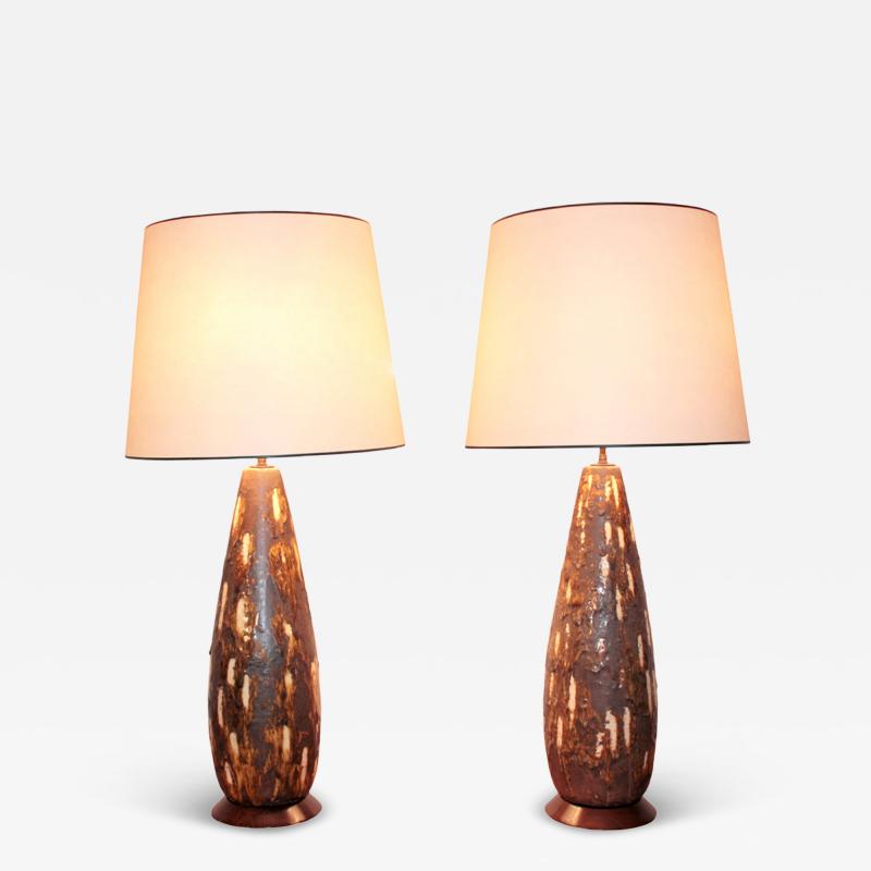 Italian Modernist pair of ceramic lamps