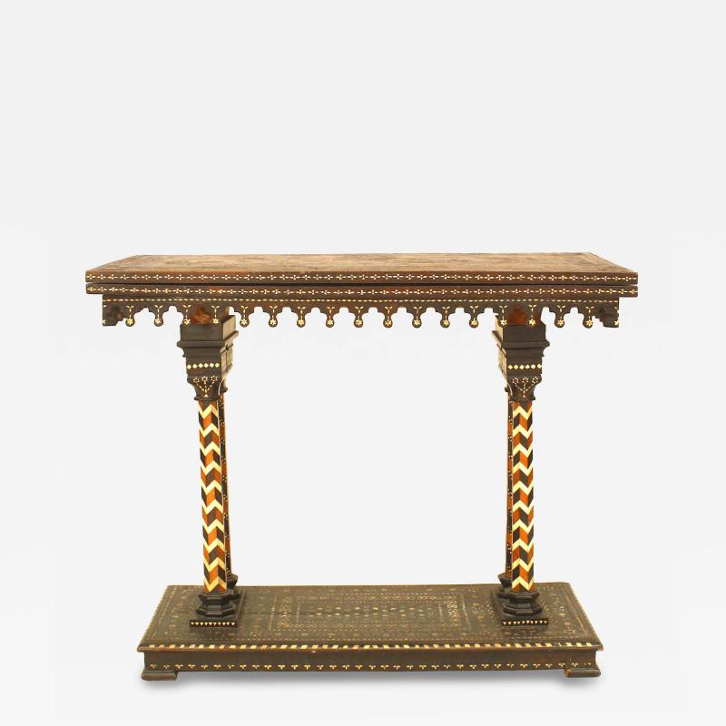 Italian Moorish Walnut Flip Top Console Table