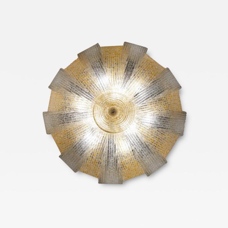 Italian Murano Glass Gold Leaves Modern Flushmount or Ceiling Light