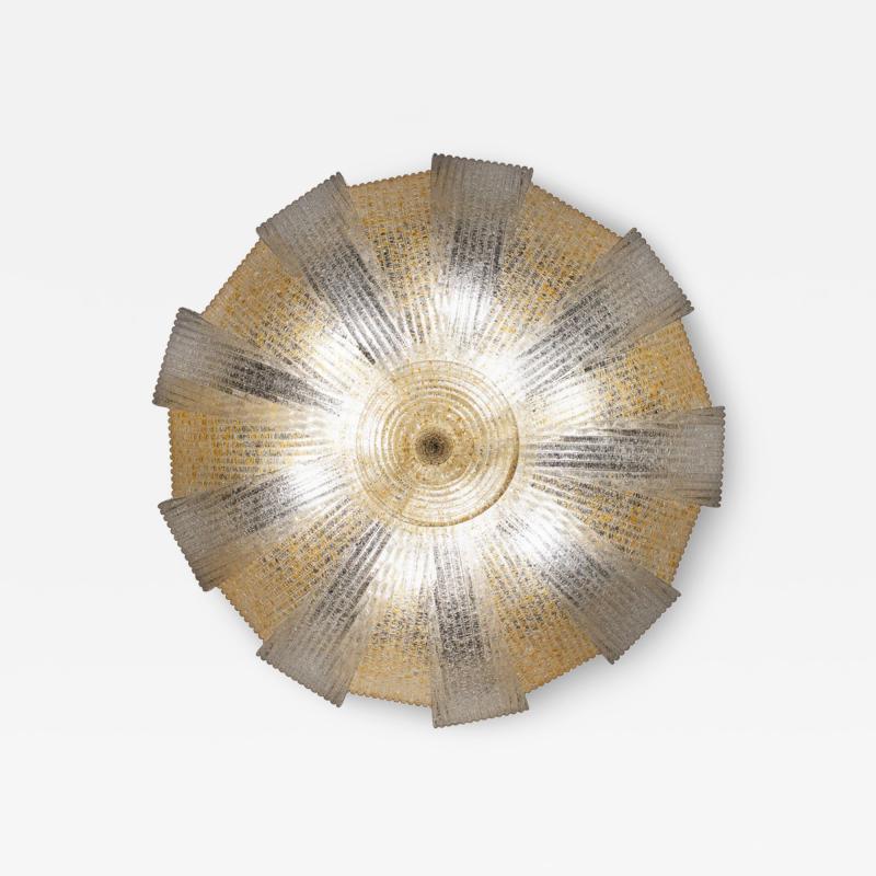 Italian Murano Glass Gold Leaves Modern Flushmount or Ceiling Light