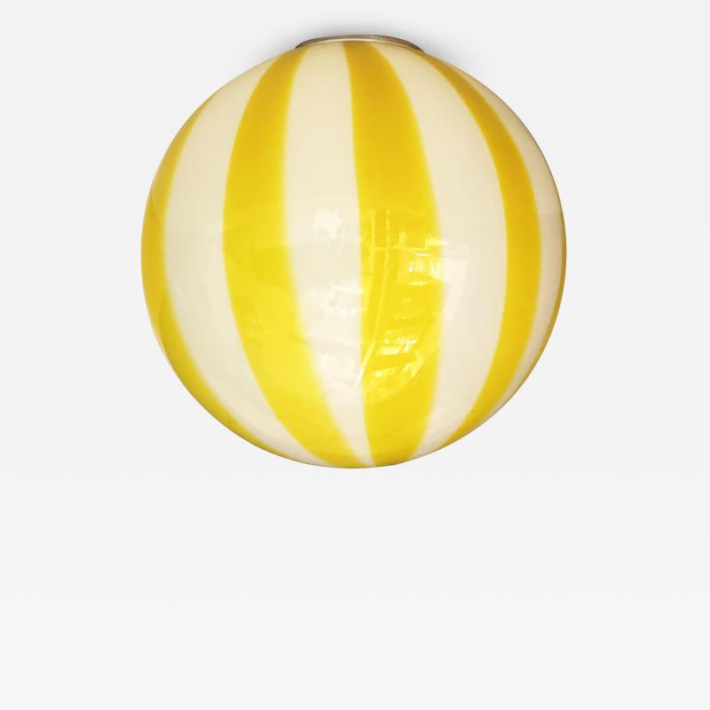 Italian Murano Glass Swirlings Sphere Flush Mount in 70s Style