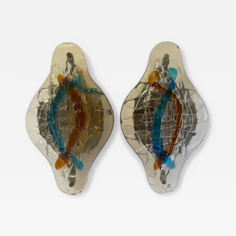Italian Murano Mazzega Wall Sconces circa 1970