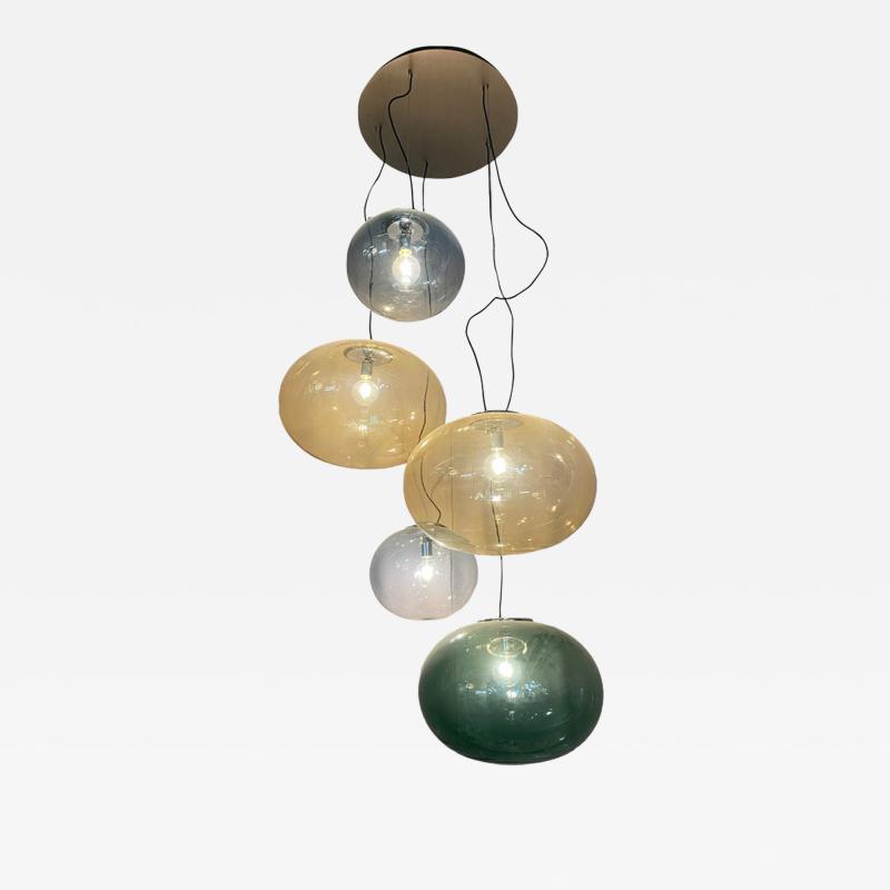 Italian Murano Style Glass Sputnik Chandelier Flush Mount With Big Spheres