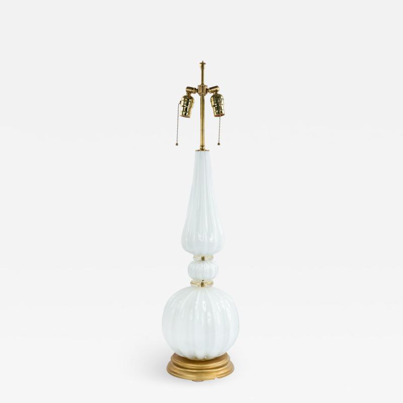 Italian Murano White Gold Dusted Glass Table Lamp