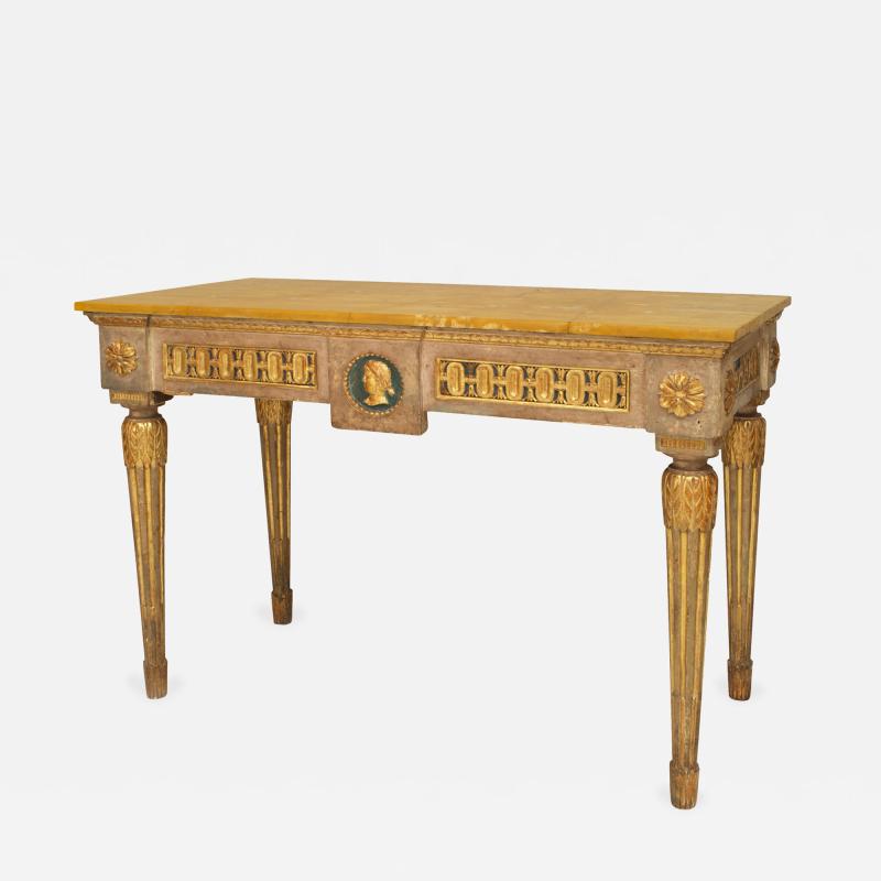 Italian Neo Classic Gilt Marble Top Console Table
