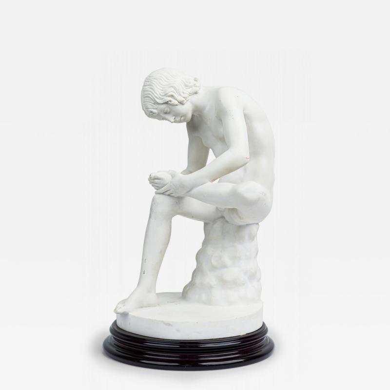 Italian Neo Classic White Porcelain Small Statue Cast of Boy with Thorn by Sal