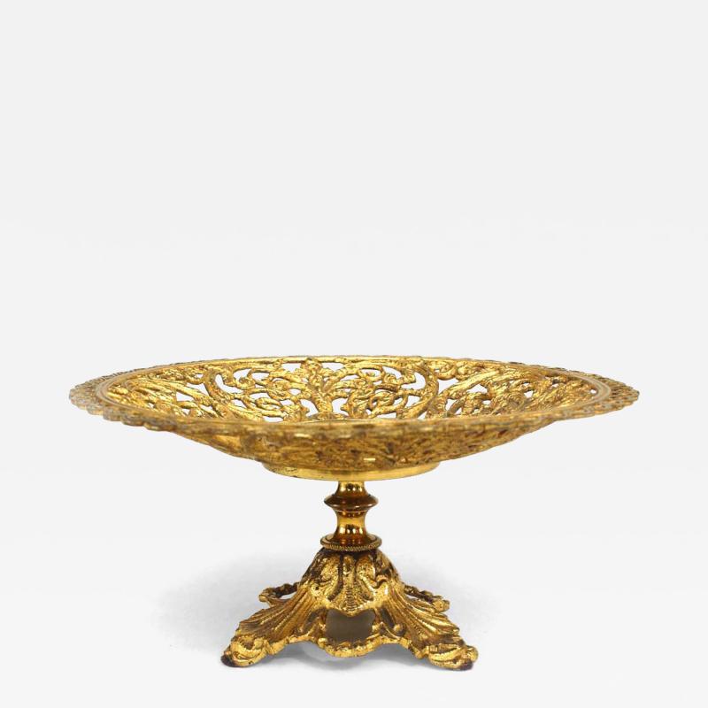 Italian Neoclassic Bronze Dore Filigree Compote