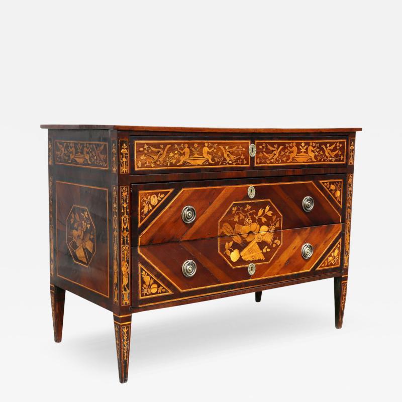 Italian Neoclassic Marquetry Inlaid Commode