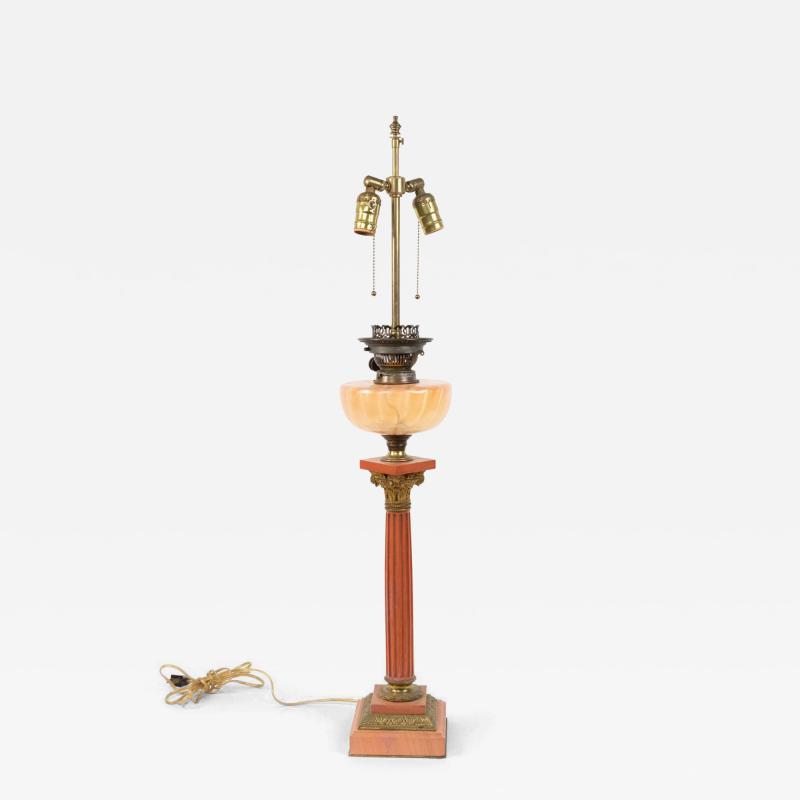 Italian Neoclassic Style Pink Marble Table Lamp