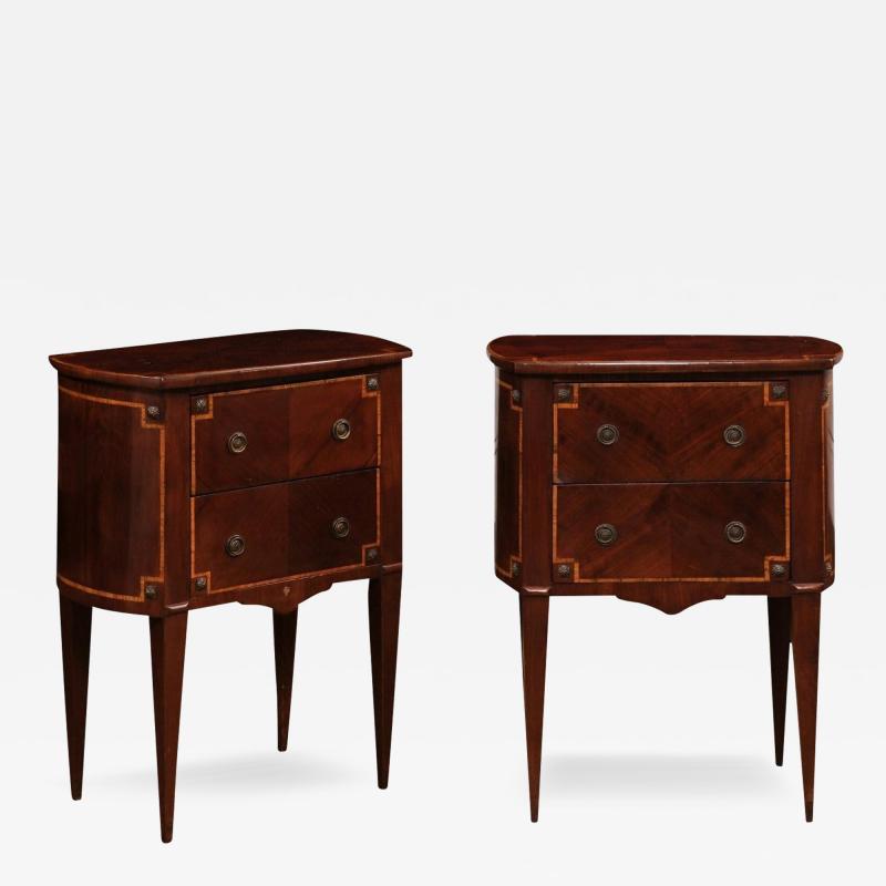 Italian Neoclassical Style 19th Century Mahogany and Birch Bedside Tables