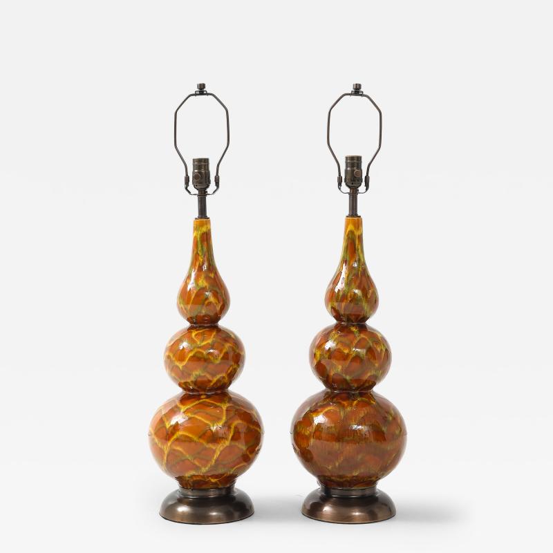 Italian Ochre Glazed Ceramic Lamps