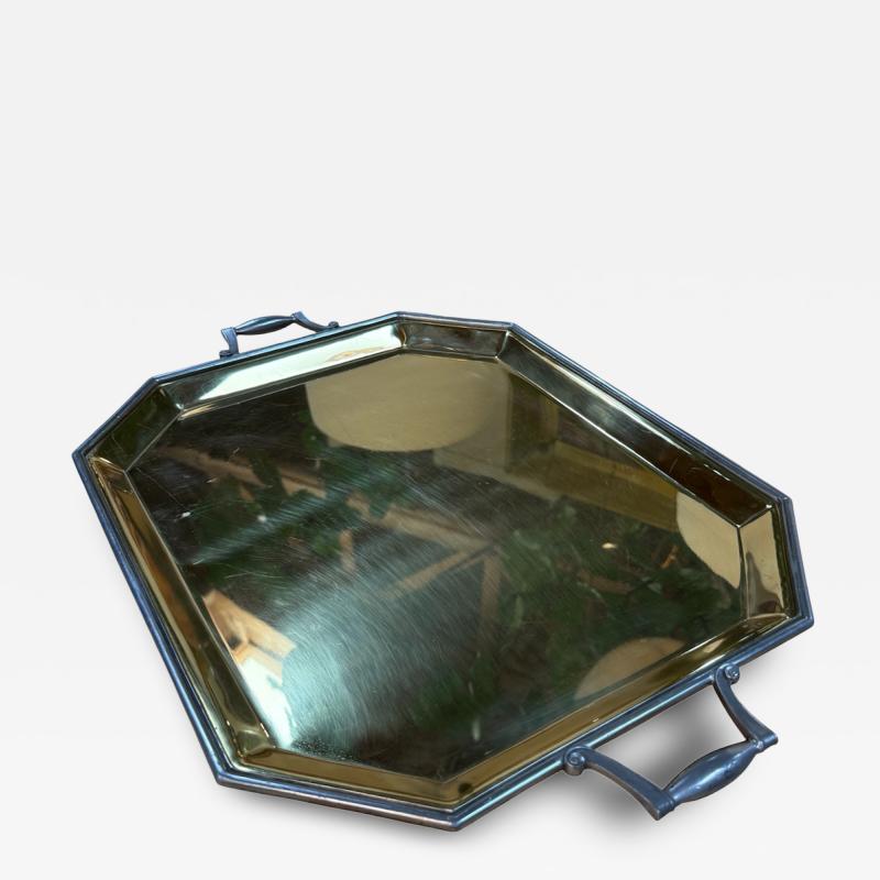 Italian Octagonal Brass and Pewter Serving Tray
