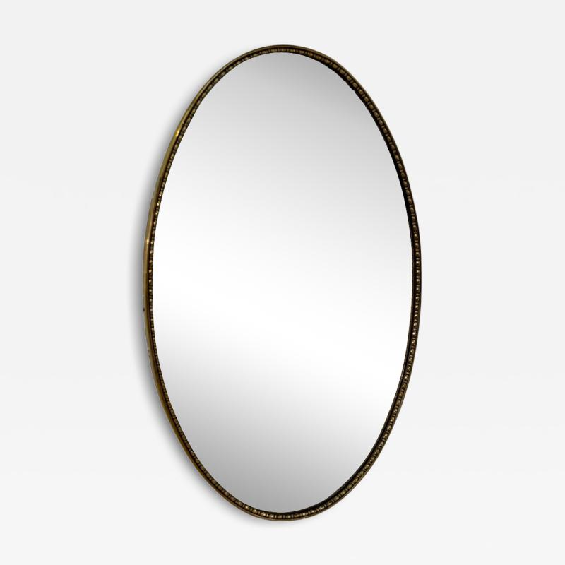 Italian Oval Wall Mirror with Brass 1950s