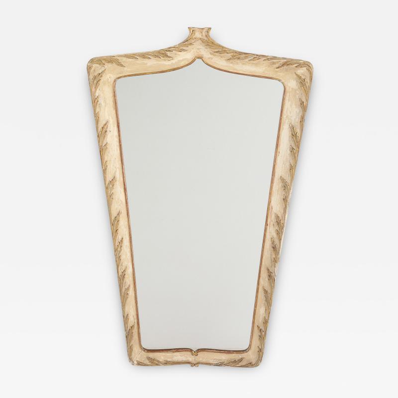 Italian Painted Carved and Gilded Wood Mirror circa 1940