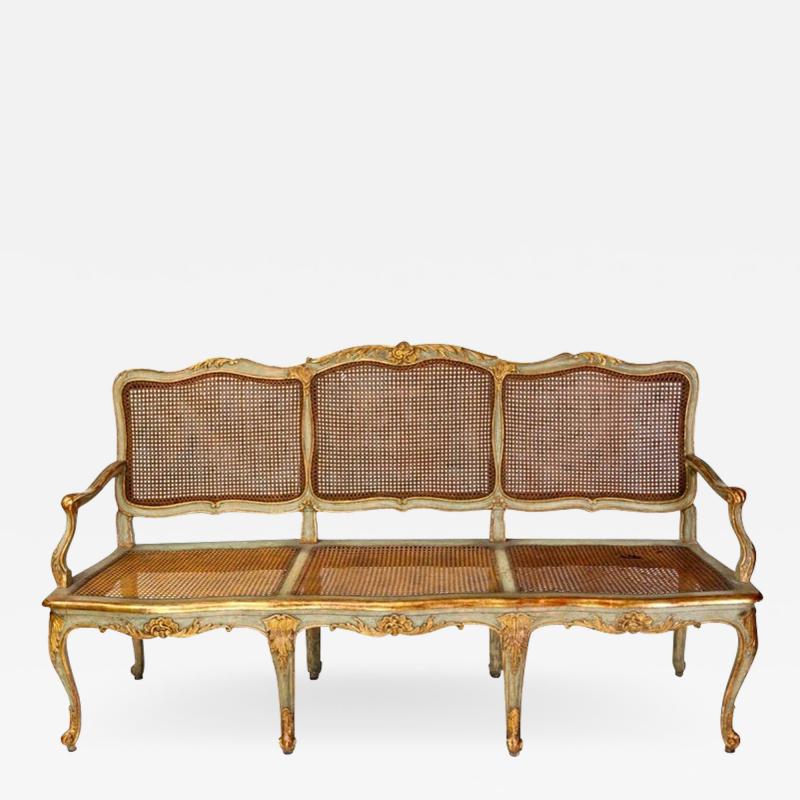 Italian Parcel Gilt and Painted Canape or Sofa 18th Century