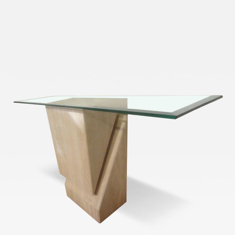 Italian Postmodern Travertine Console Attributed To Angelo Mangiarotti