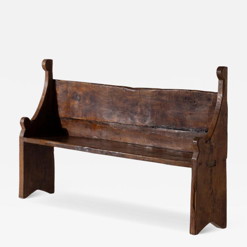 Italian Primitive Plank End Bench in Elm 17th Century