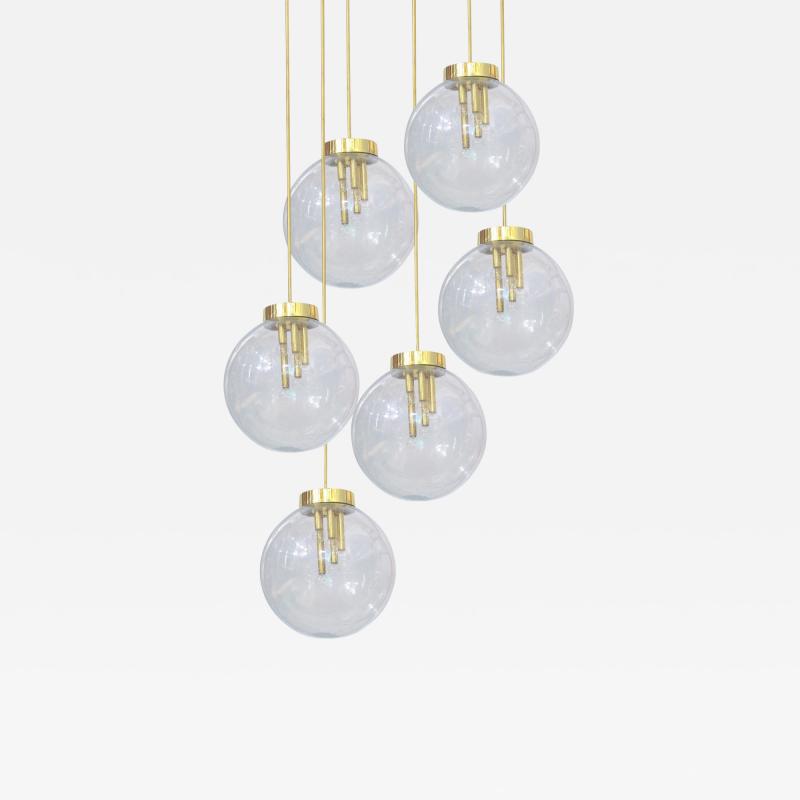 Italian Pulegoso Glass Brass Chandeliers Six Available