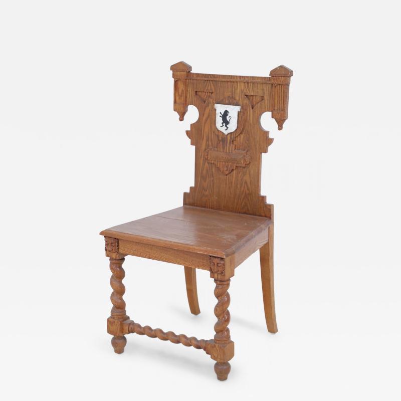 Italian Renaissance Carved Wooden Turn Legged Side Chair