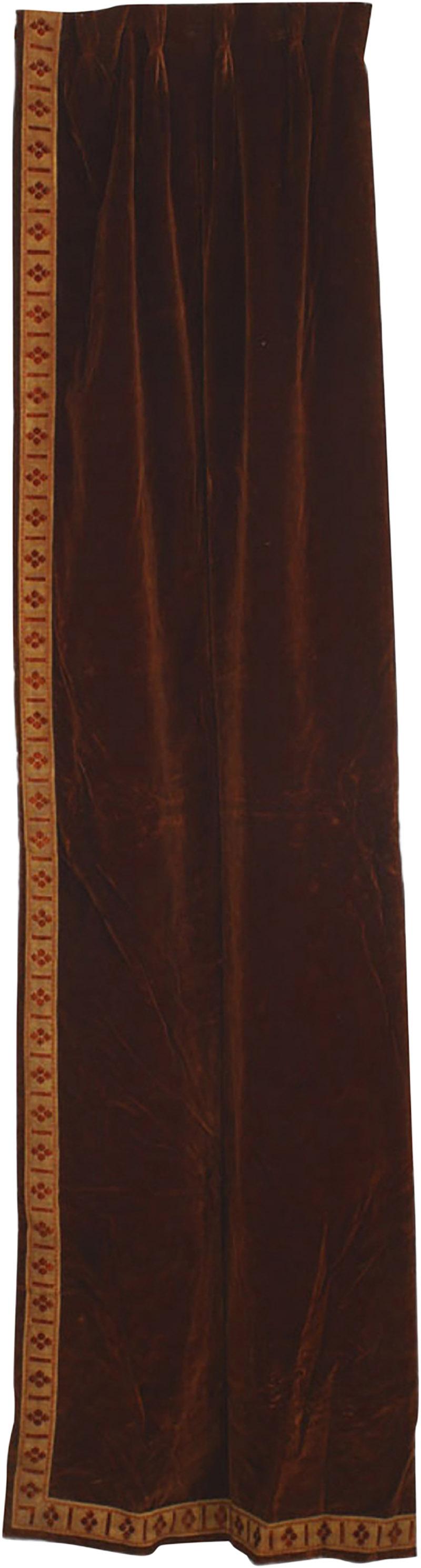 Italian Renaissance Style Brown Velvet Metallic Thread Drape