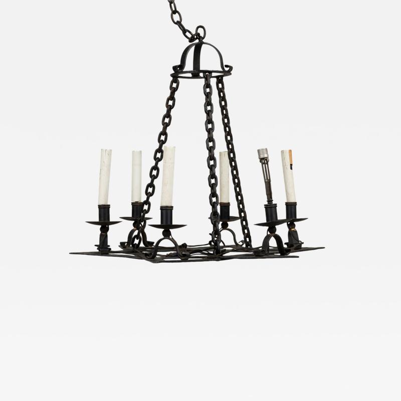 Italian Renaissance Style Iron Star of David Chandelier