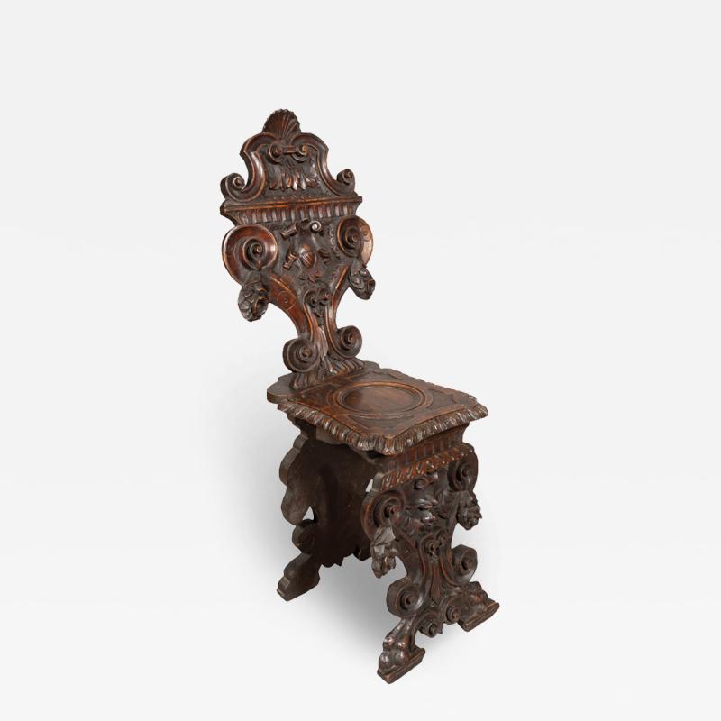 Italian Renaissance Style Walnut Sgabello Chair