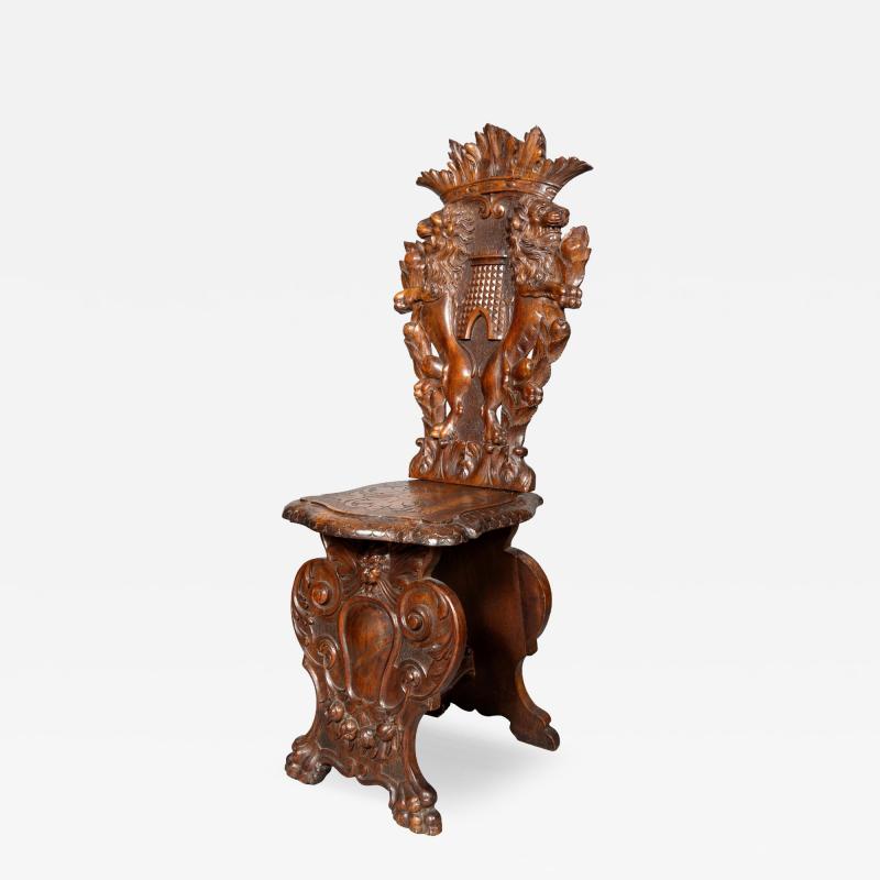 Italian Renaissance Style Walnut Sgabello Chair