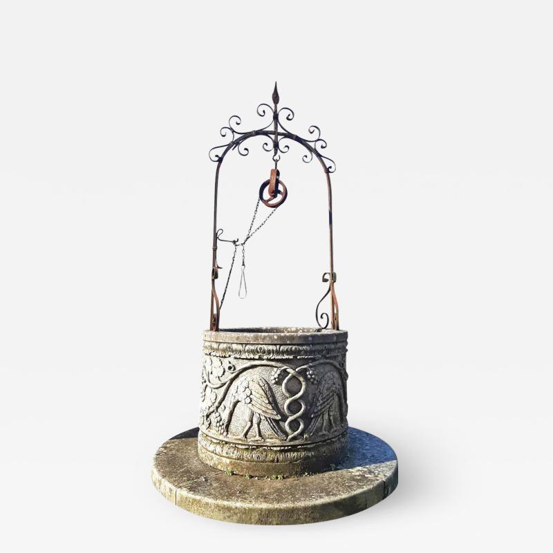 Italian Renaissance Style Wrought Iron Wishing Stone Well Head