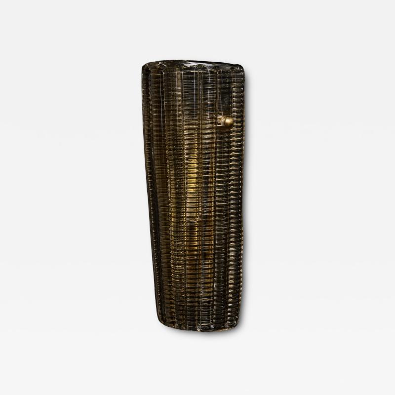 Italian Ribbed Curved Murano Glass Wall Sconce