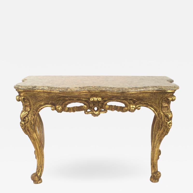 Italian Rococo Gilt Serpentine Console Table