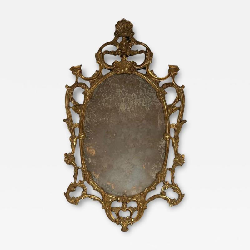 Italian Rococo Giltwood Wall or Console Mirror Distressed