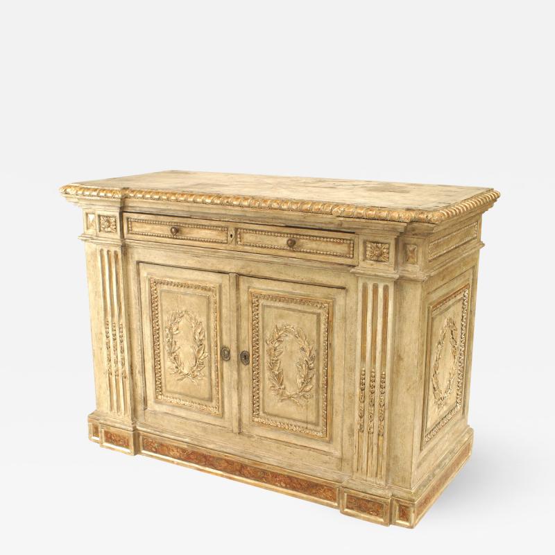 Italian Rococo Grey Painted and Silver Gilt Trimmed Chest