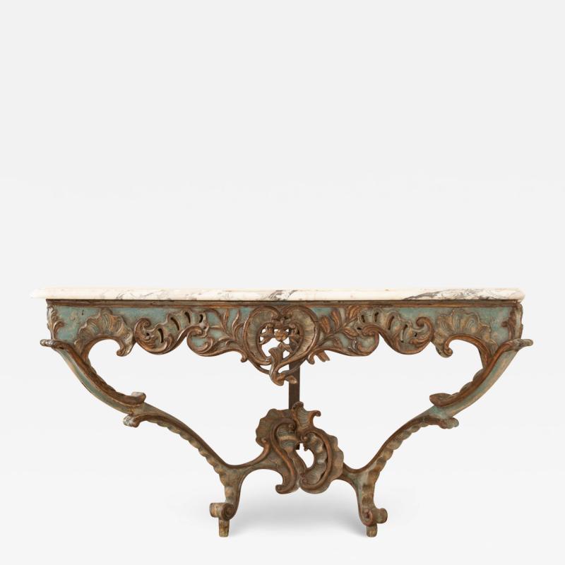 Italian Rococo Painted Marble Console