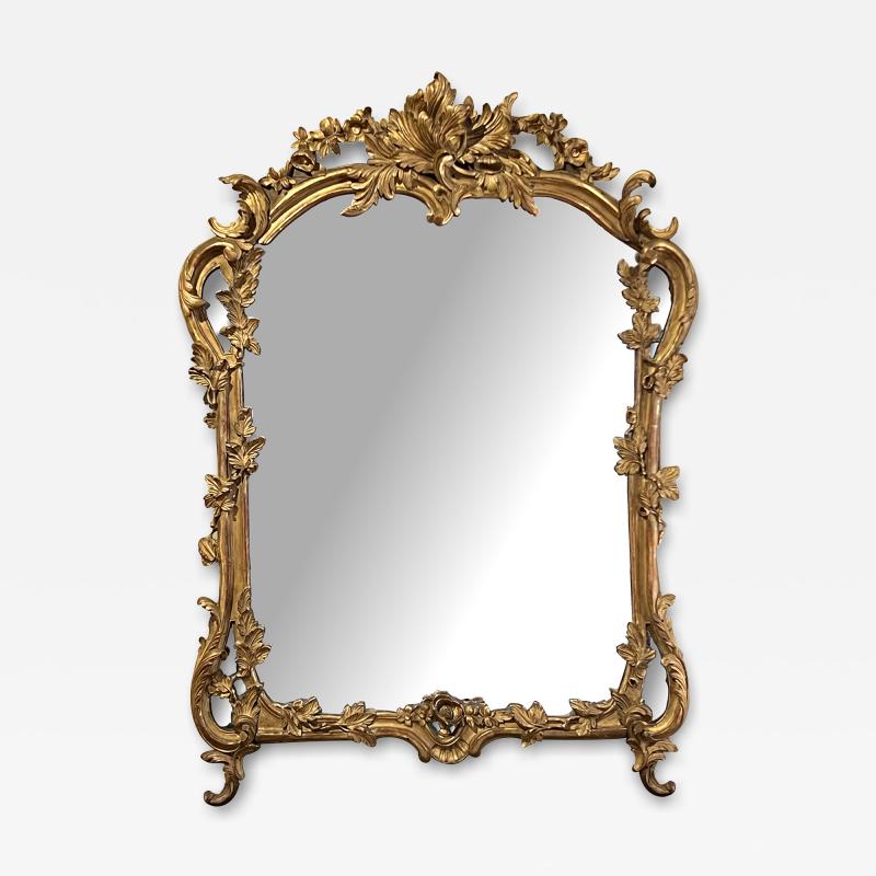 Italian Rococo Style Carved Giltwood Mirror with Floral and Foliate Vine