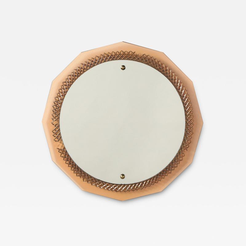 Italian Rose Gold Glass Wall Mirror circa 1950