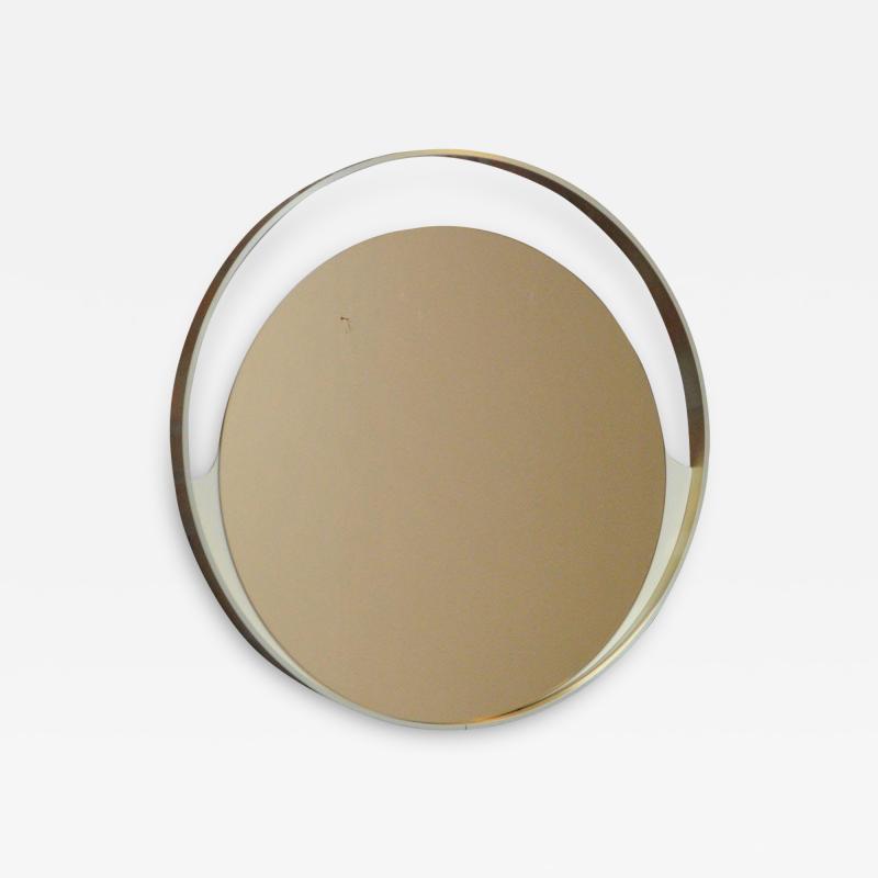 Italian Round Aluminum Architectural Wall Mirror with Bronzed Glass by Rimadesio