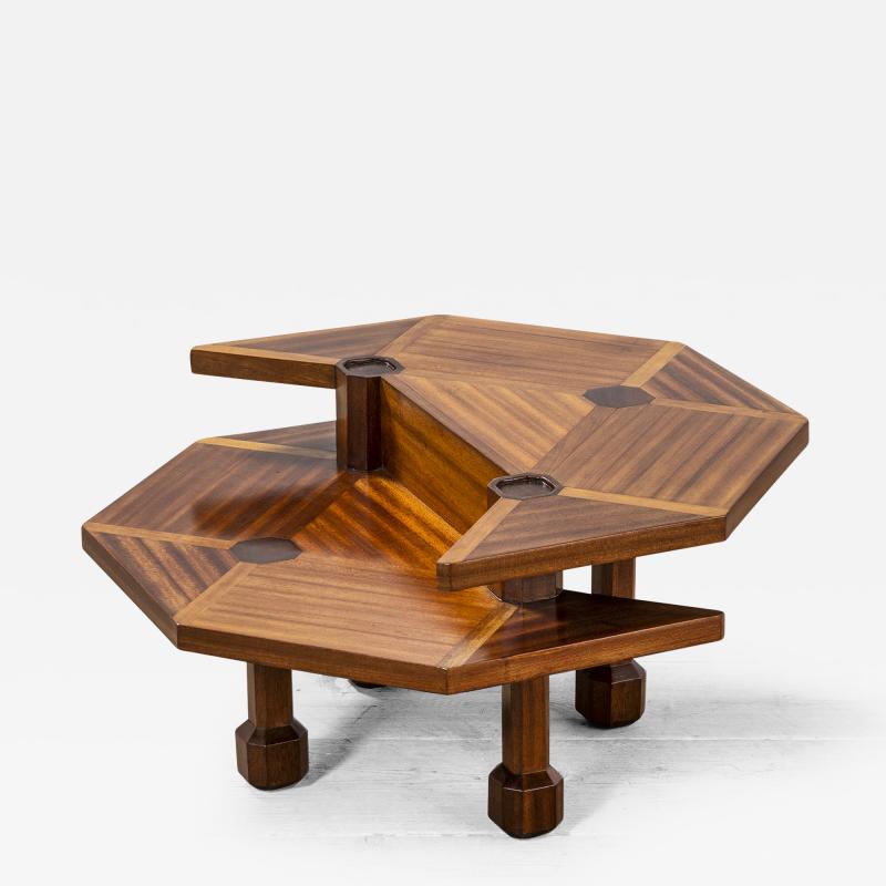 Italian School Italian Prod Coffee Table in Wood with double top 60s